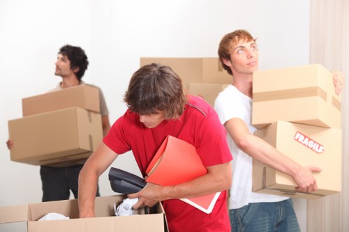 Flat moving scene with furniture and boxes for a Friern Barnet relocation